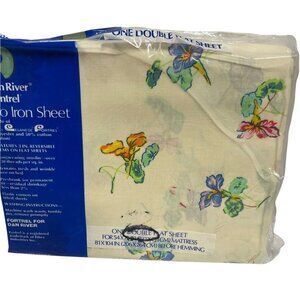 Dan River No Iron Flat‎ Sheet Double Bed Tan Floral